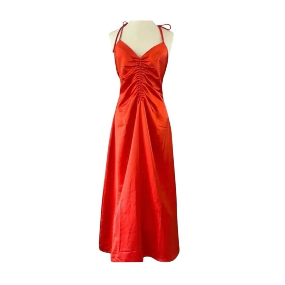 Jason Wu Vibrant Orange Formal Satin Maxi Dress Women’s Size XL